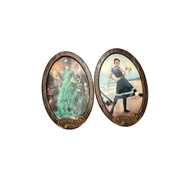 Budweiser Other - Vintage Budweiser King of Beers Oval Wall Plaques Set of 2 Saloon Gals‎